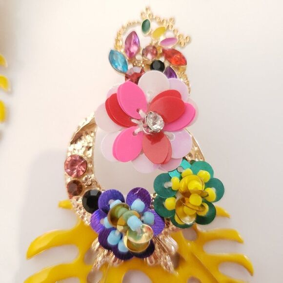 Zara Tropical Leaves Drop Earrings - Picture 6 of 14